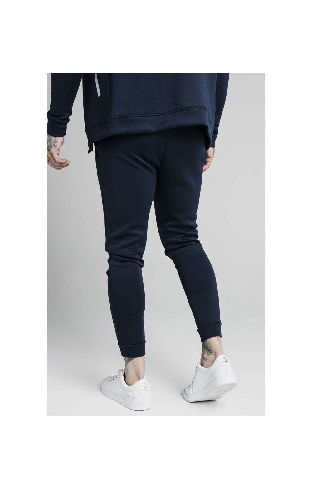 SikSilk Element Muscle Fit Cuff Joggers - Navy & White (1)