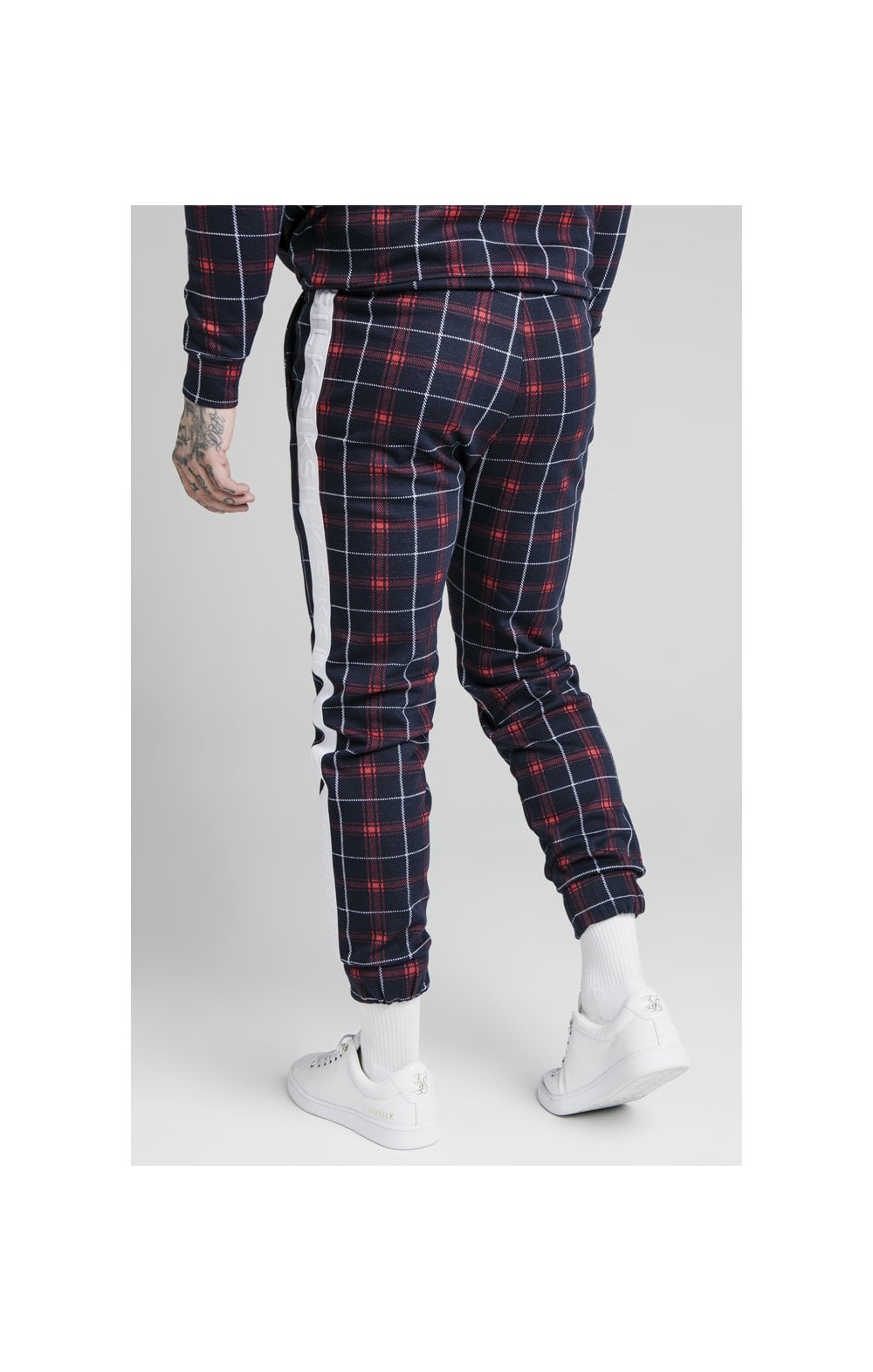 SikSilk Jacquard Check Cuffed Pant – Navy (2)