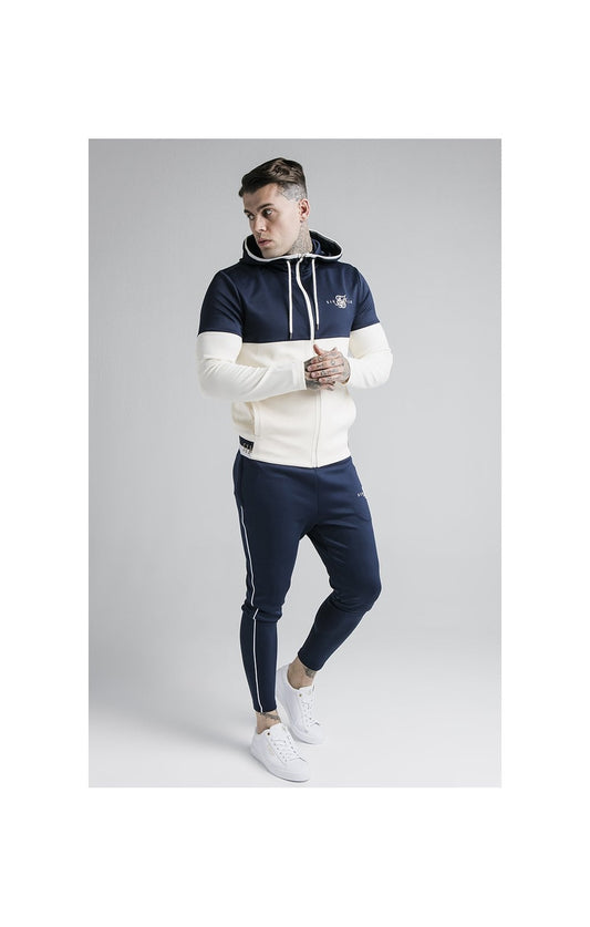 SikSilk Agility Deluxe Zip Through Hoodie - Navy & Off White