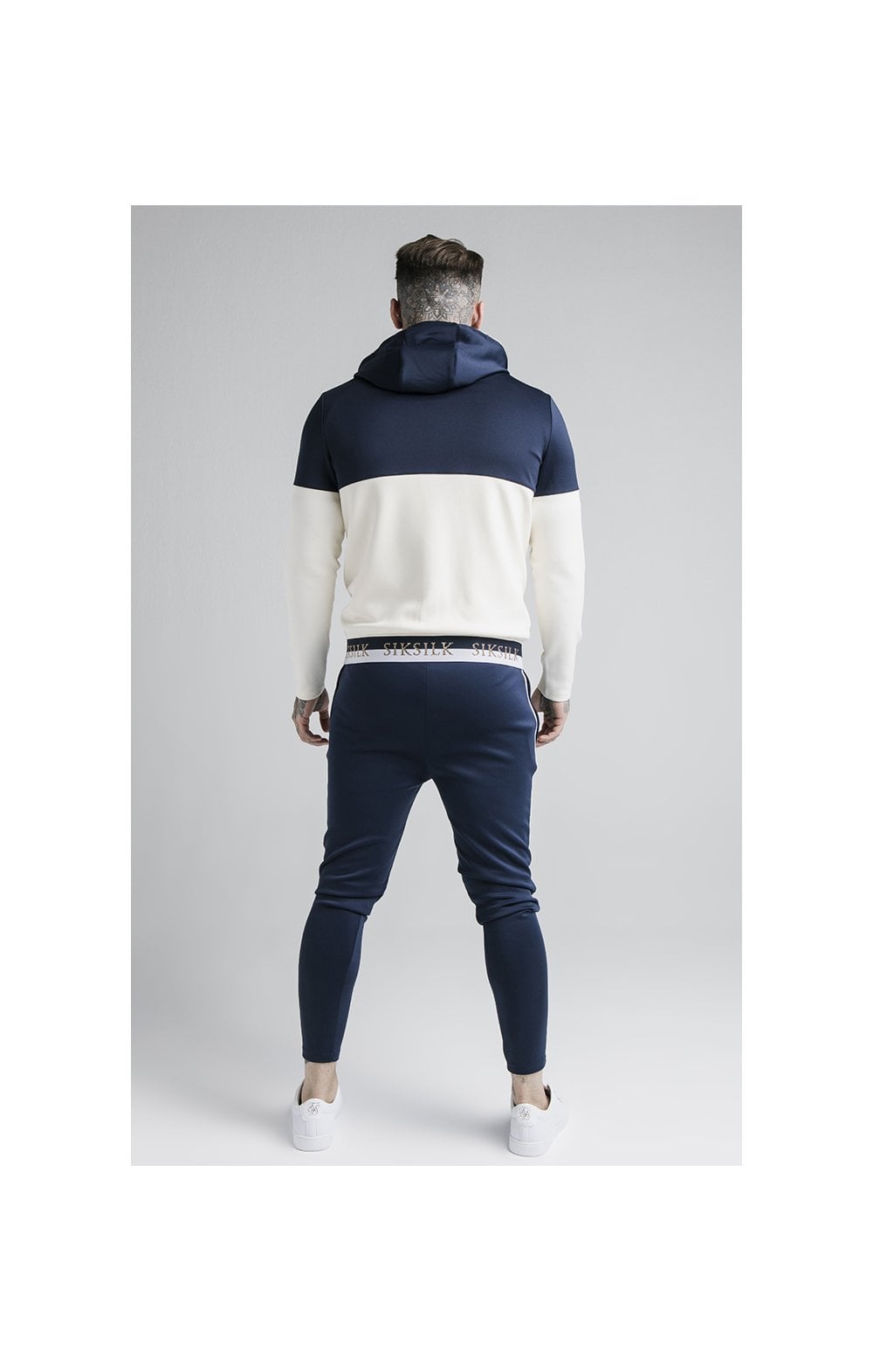 Load image into Gallery viewer, SikSilk Agility Deluxe Zip Through Hoodie - Navy &amp; Off White (5)