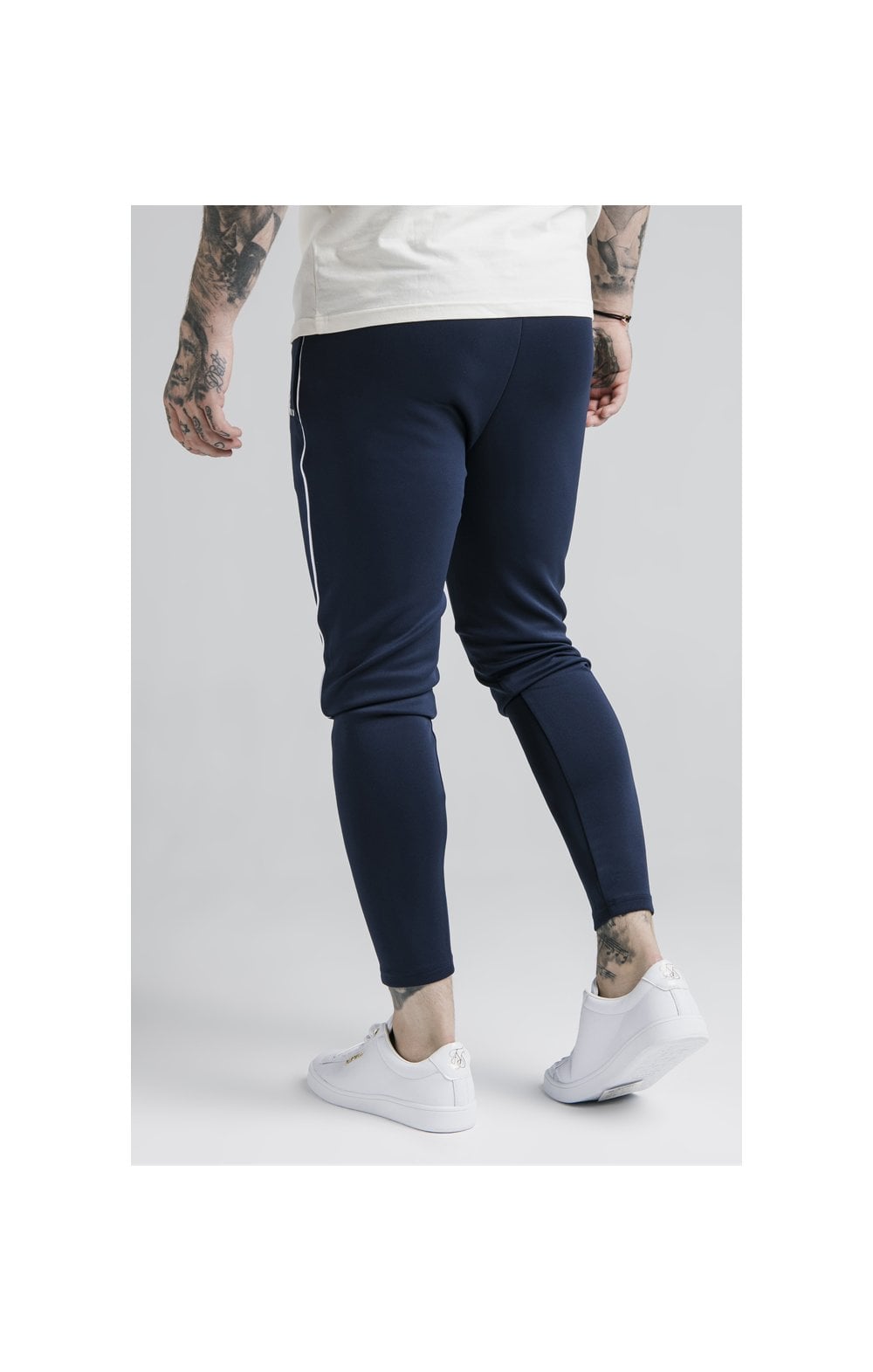 SikSilk Agility Deluxe Track Pants - Navy & Off White (2)