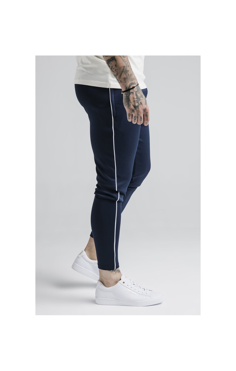 SikSilk Agility Deluxe Track Pants - Navy & Off White (1)