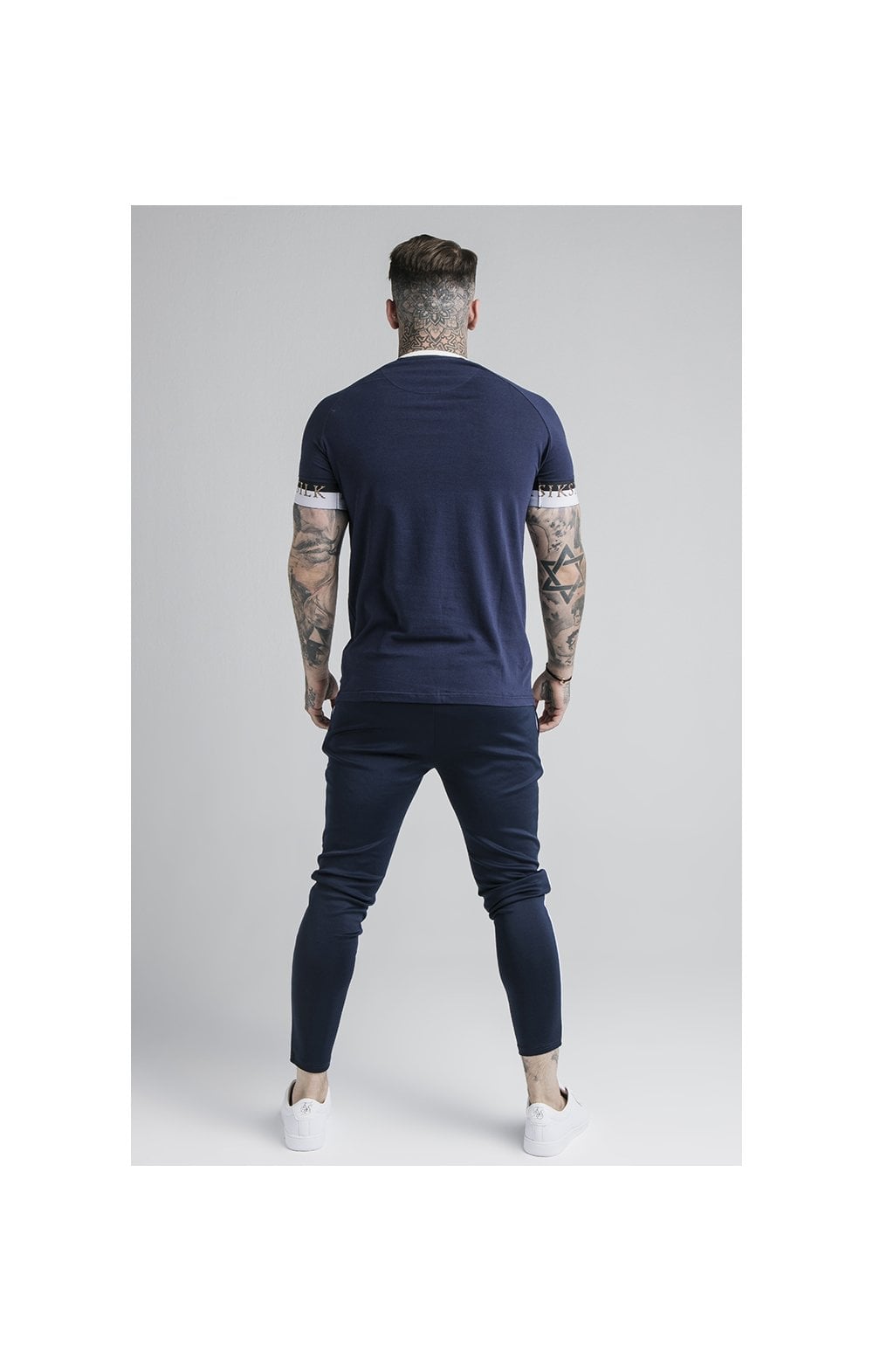 SikSilk Agility Deluxe Track Pants - Navy & Off White (5)