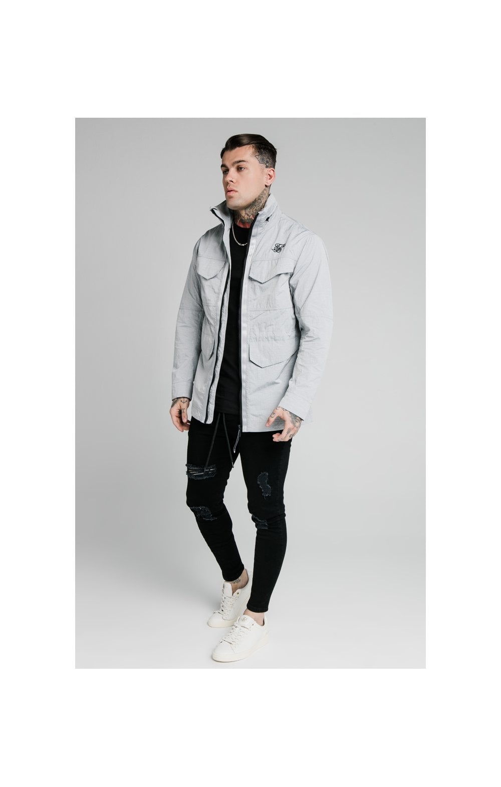 SikSilk Lightweight Zip Jacket - Ice Grey