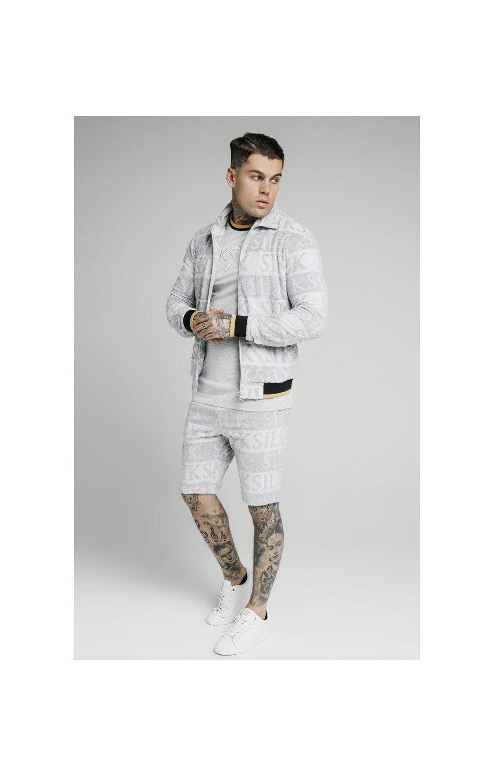 Load image into Gallery viewer, SikSilk Inverse Gym Shorts - Grey,Black &amp; Gold (2)