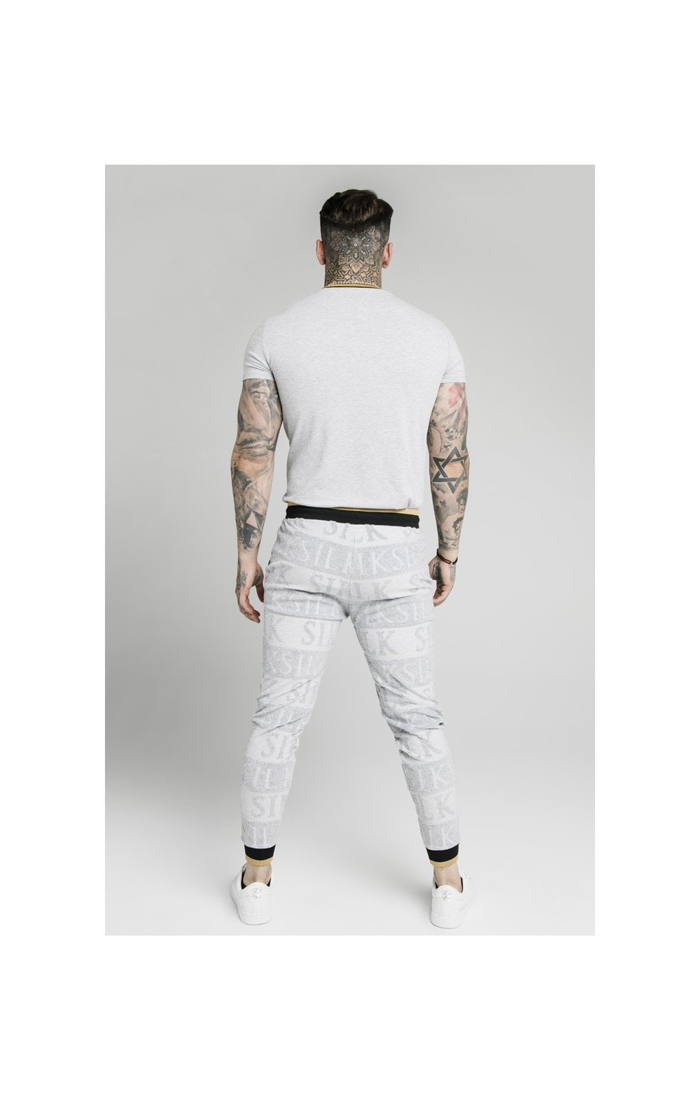 SikSilk Inverse Fitted Joggers - Grey,Black & Gold (3)