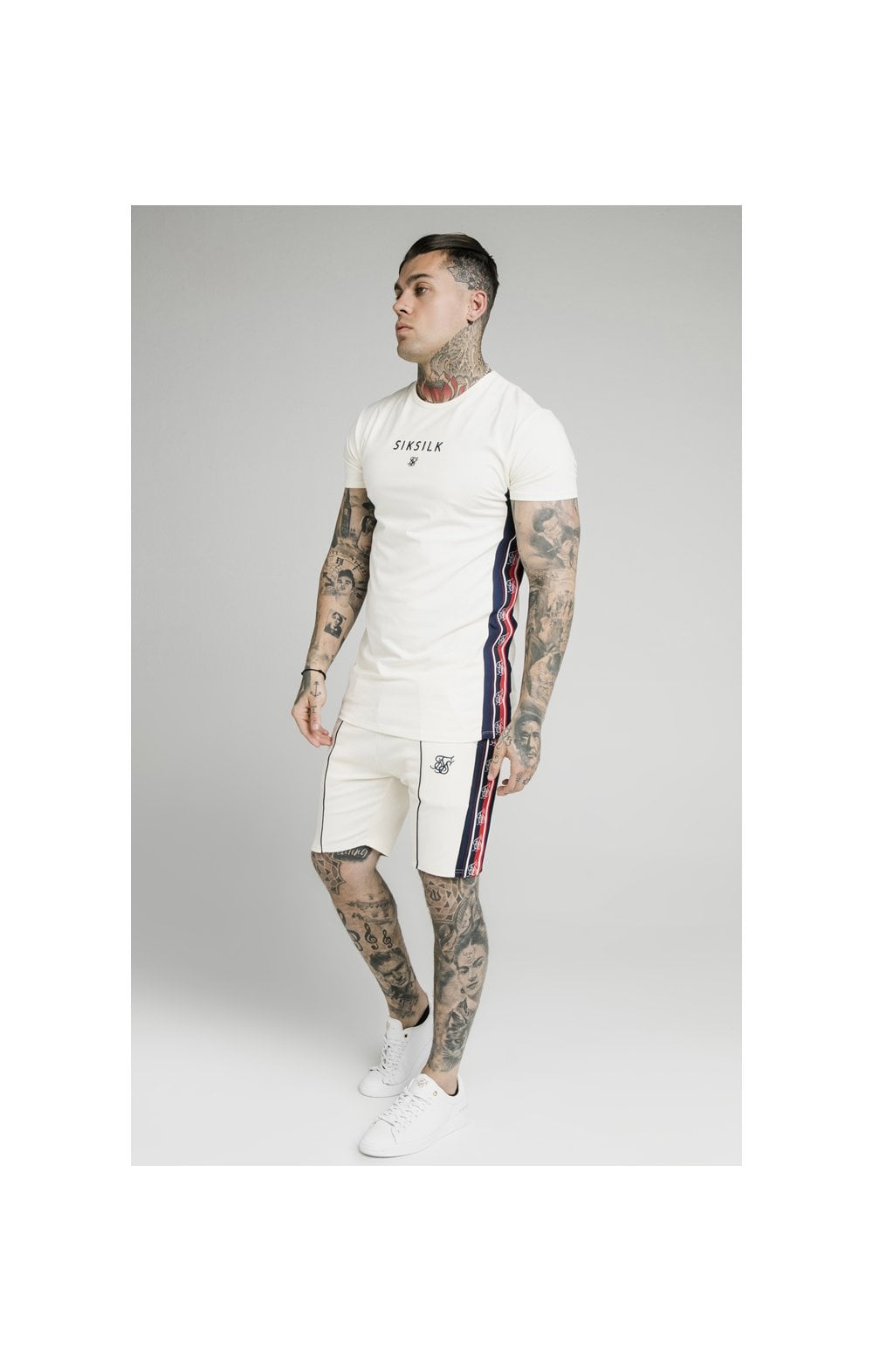 SikSilk S/S Retro Essential Tape Tee - Off White (3)