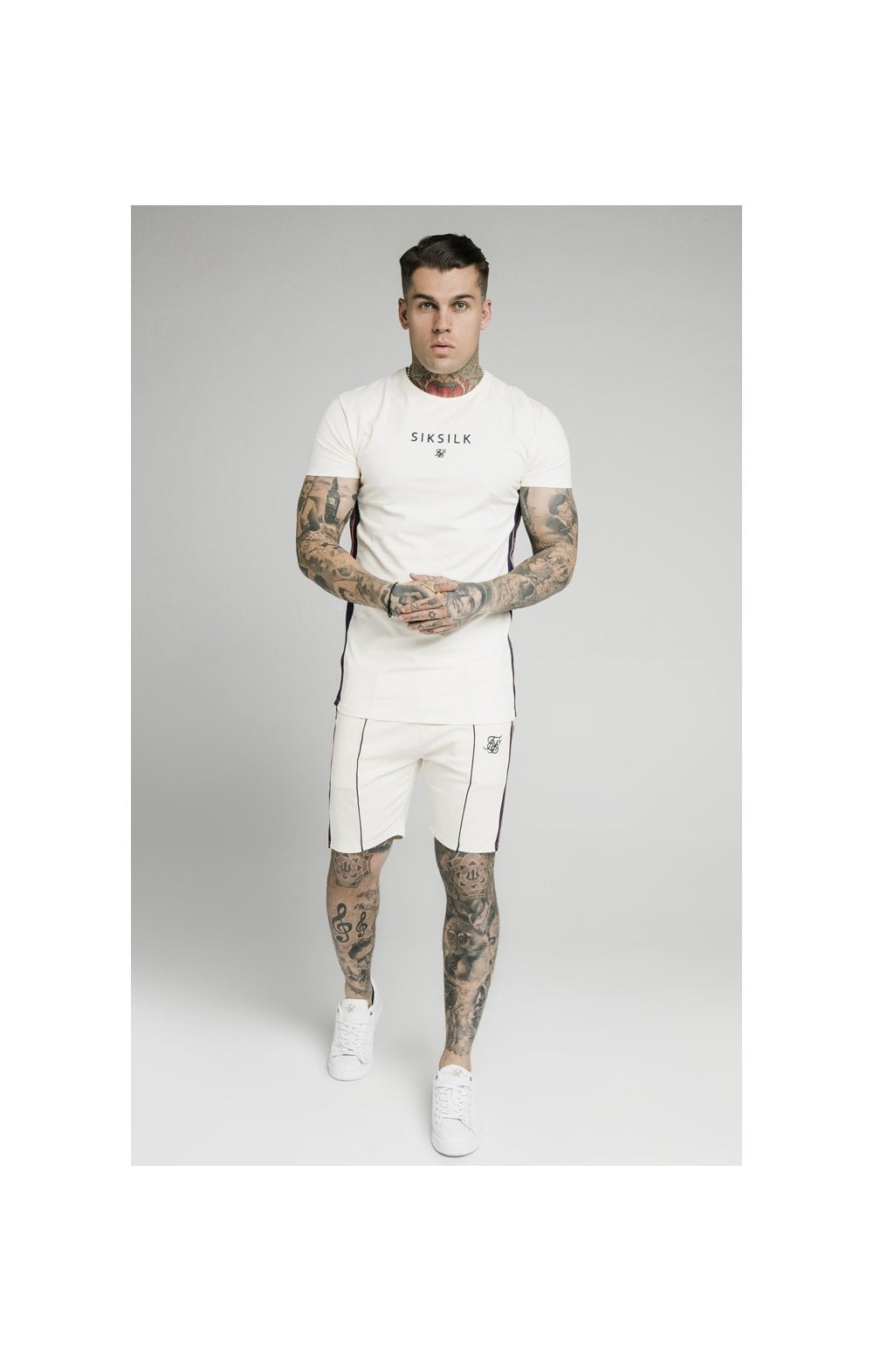 SikSilk S/S Retro Essential Tape Tee - Off White (2)