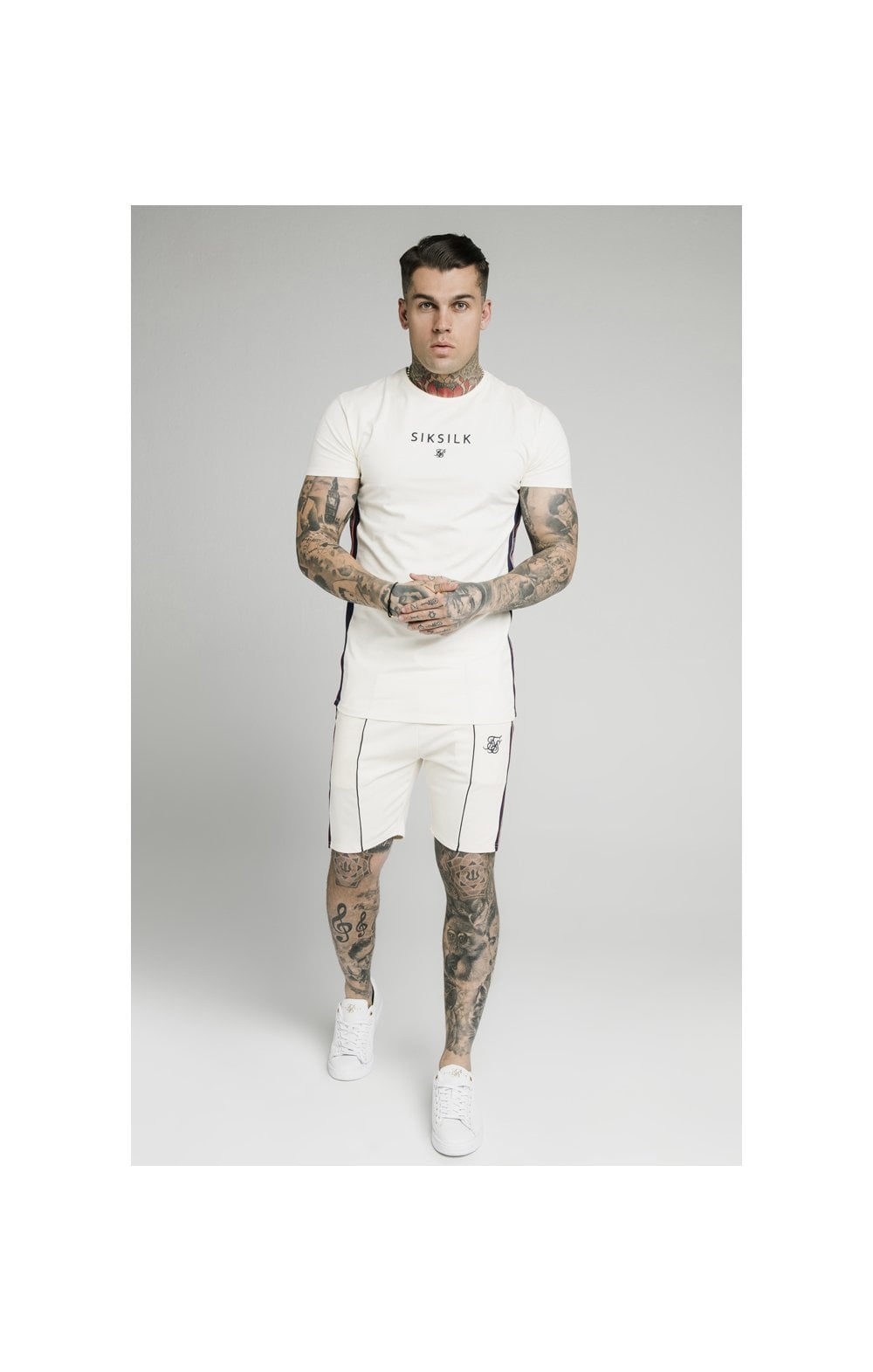 SikSilk Retro Tape Relaxed Shorts - Off White (6)