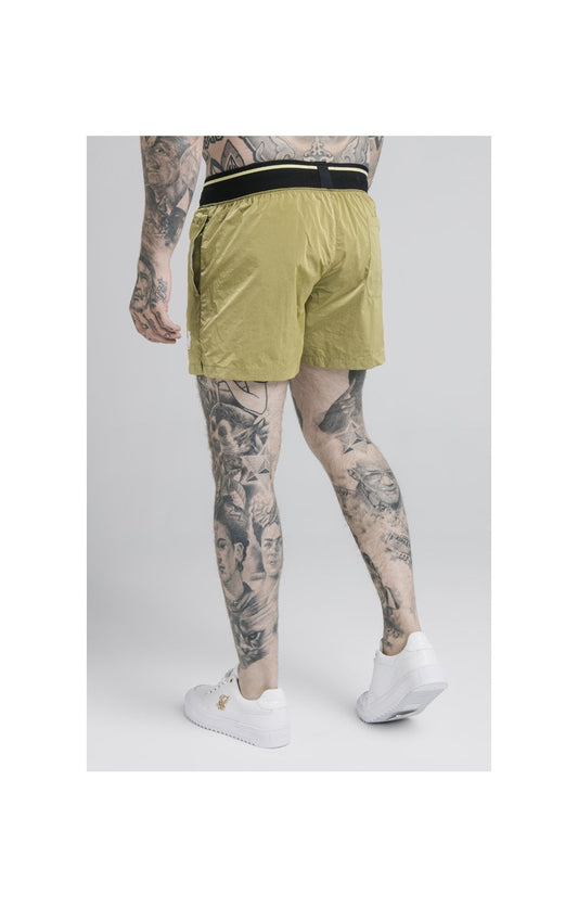 SikSilk Adapt Crushed Nylon Swim Shorts - Khaki