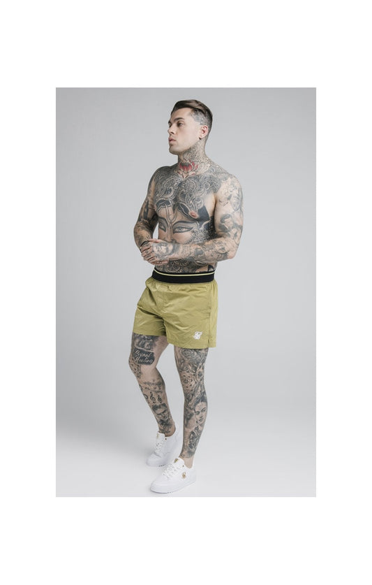 SikSilk Adapt Crushed Nylon Swim Shorts - Khaki