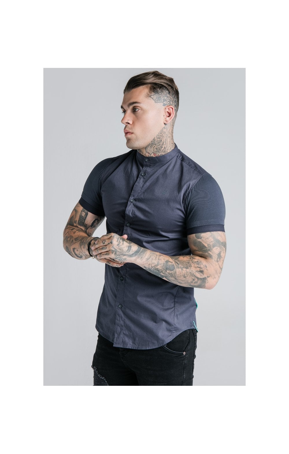 Mens short sale sleeve grandad shirts