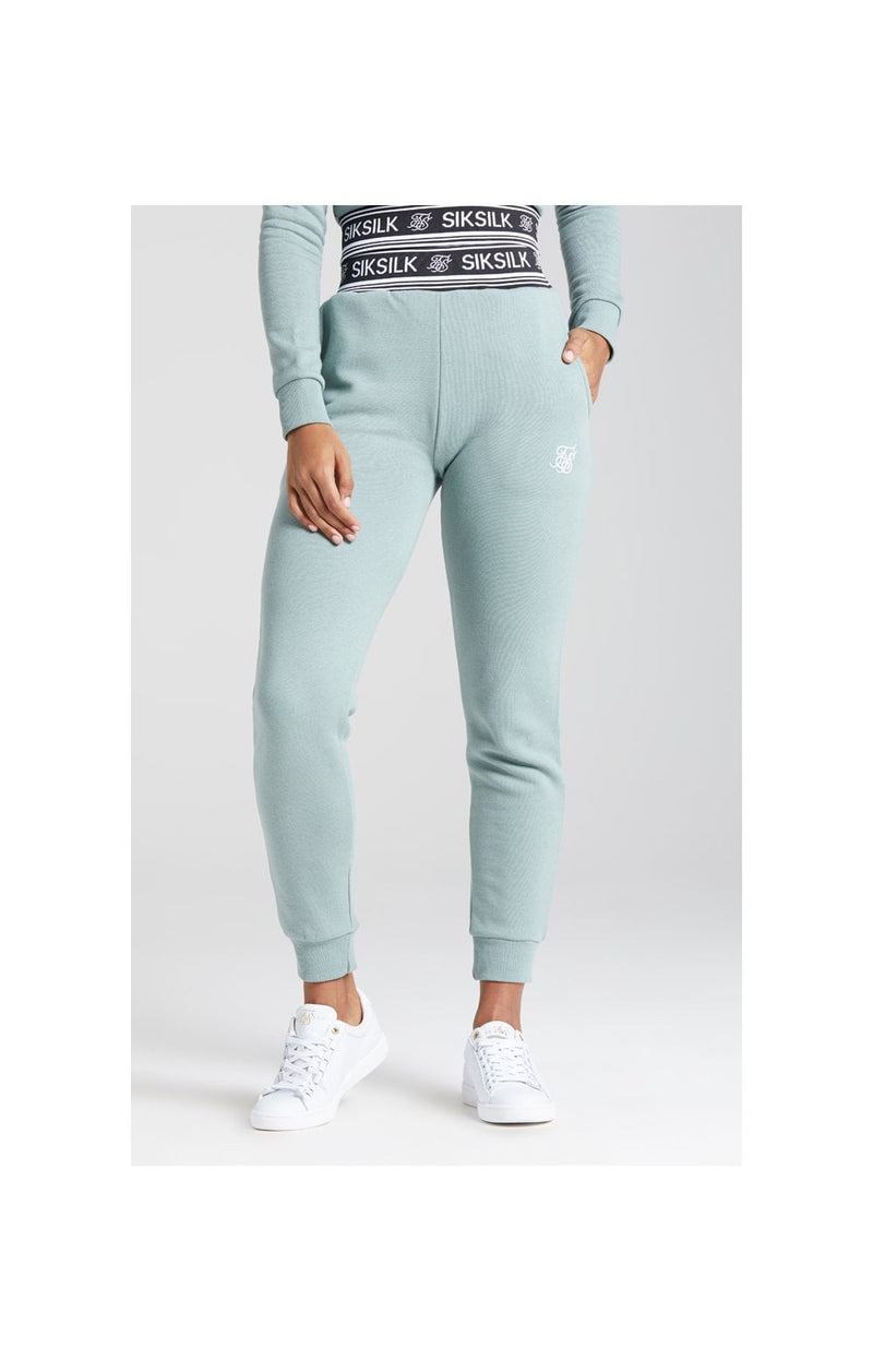 SikSilk Logo Ribbed Track Pant - Sage