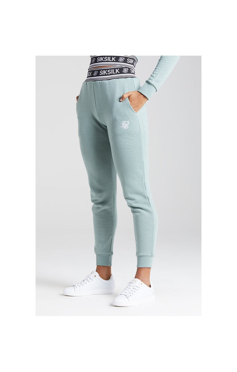 SikSilk Logo Ribbed Track Pant - Sage (1)