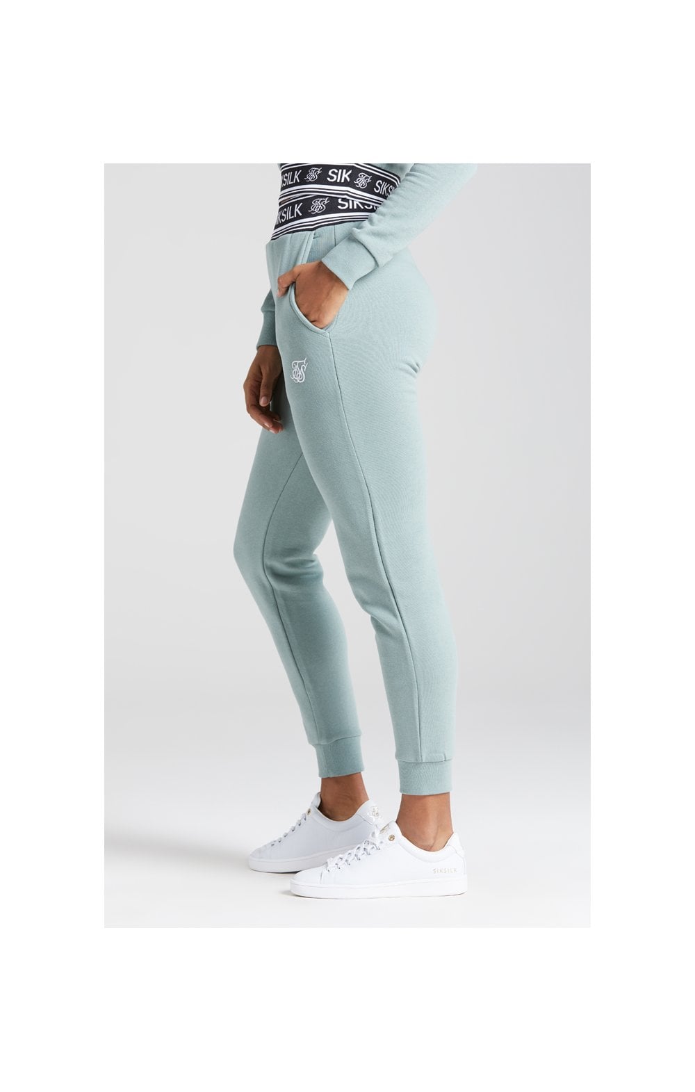 Load image into Gallery viewer, SikSilk Logo Ribbed Track Pant - Sage (2)