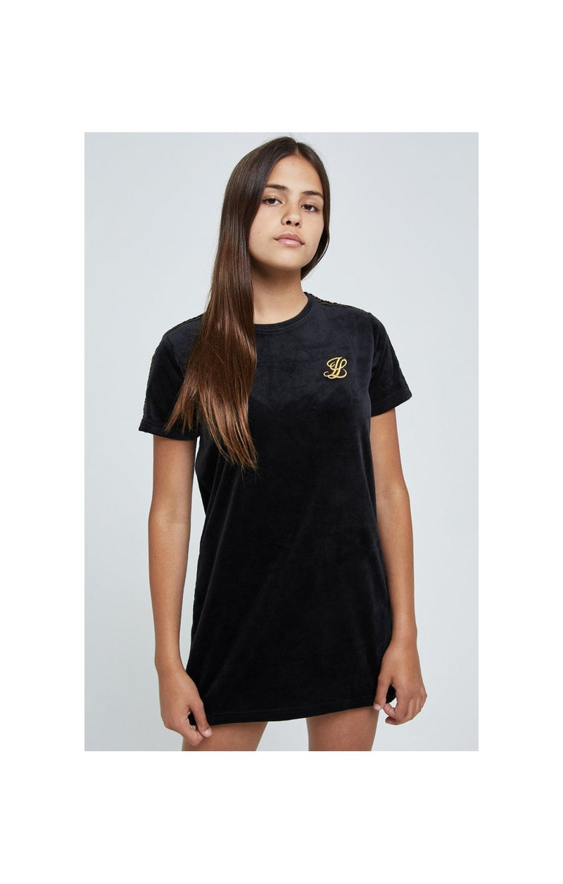 Illusive London Velour Tape Dress - Black