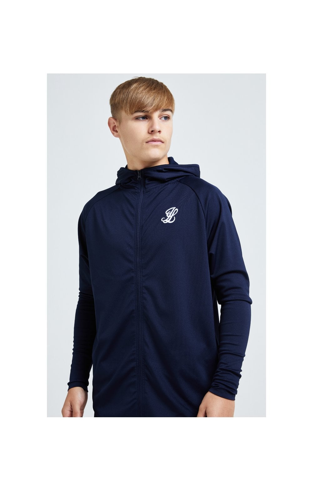 Load image into Gallery viewer, Boys Illusive Navy Zip Thru Hoodie