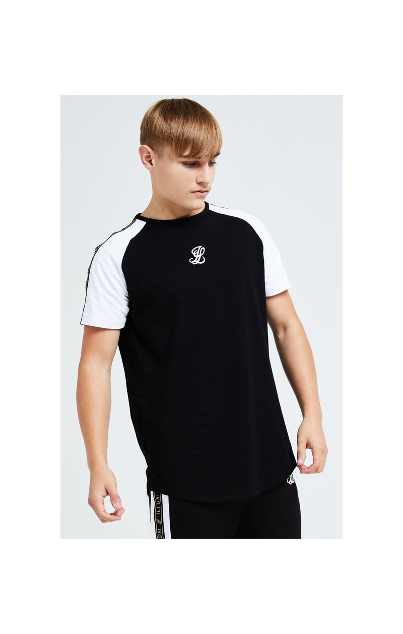 Illusive London Diverge Raglan Tee - Black Gold & White