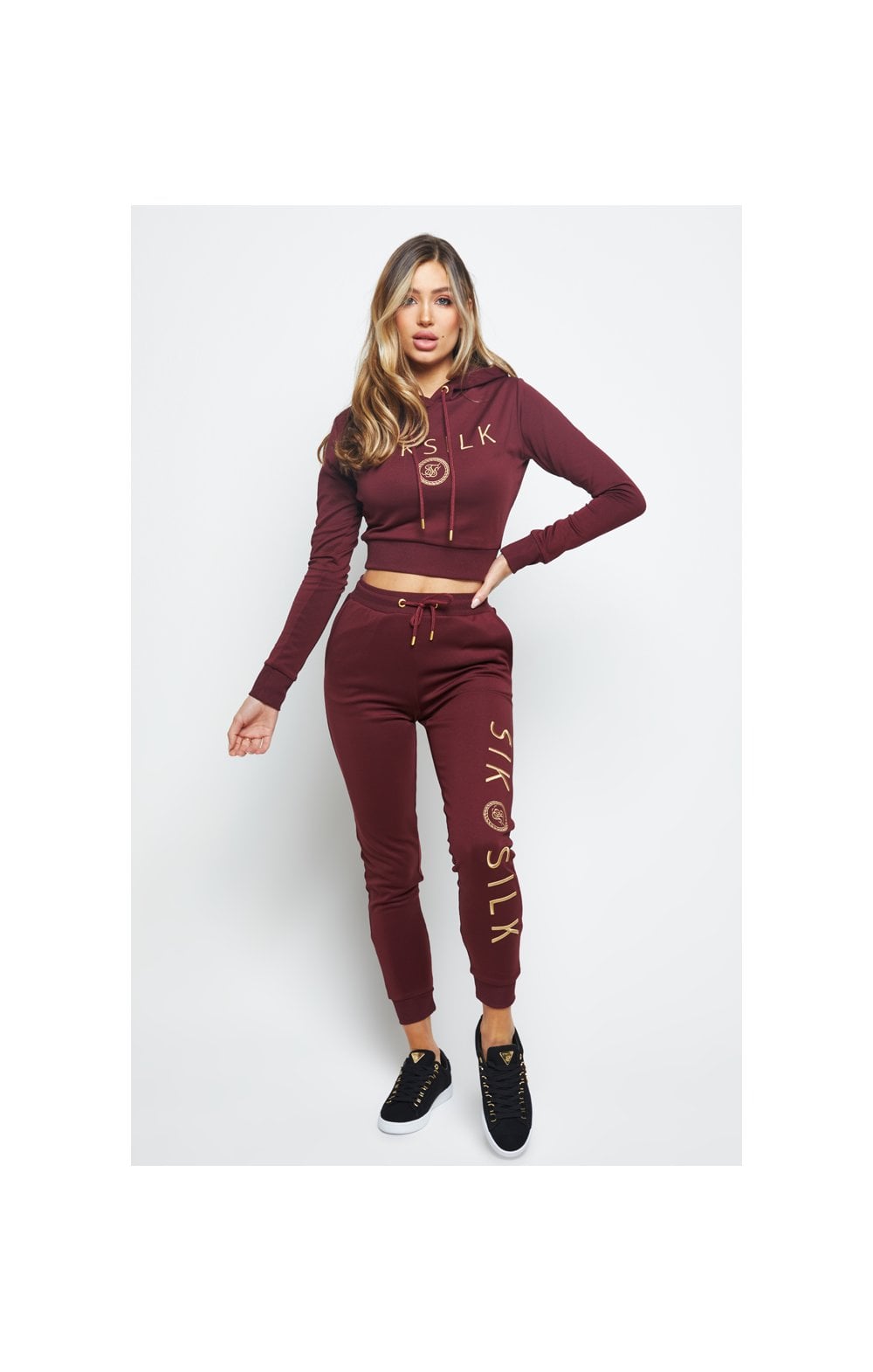 Load image into Gallery viewer, SikSilk Eyelet Mesh Track Top - Burgundy (2)