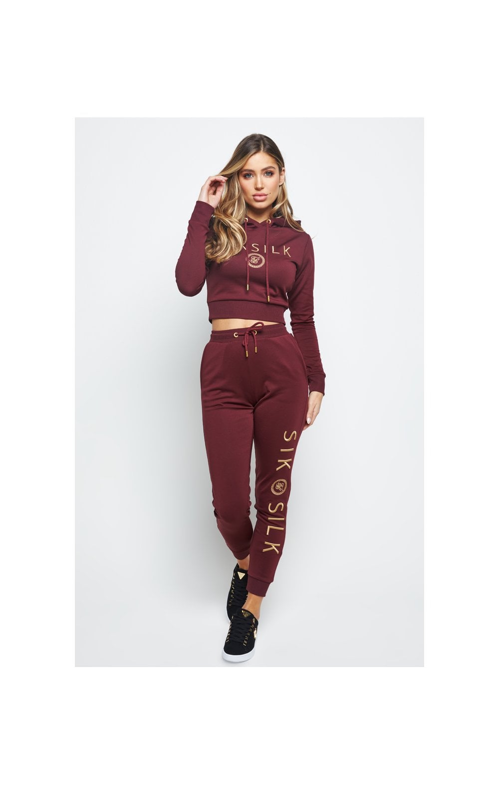 Load image into Gallery viewer, SikSilk Eyelet Mesh Track Top - Burgundy (4)