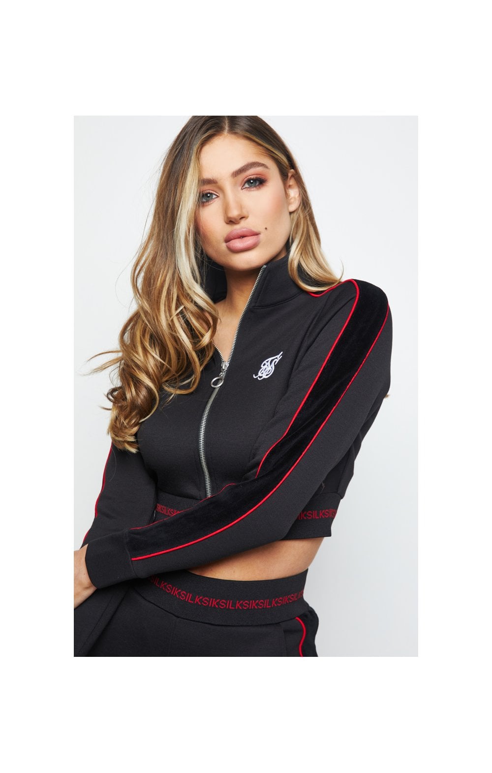 SikSilk Imperial Cropped Track Top - Black (1)