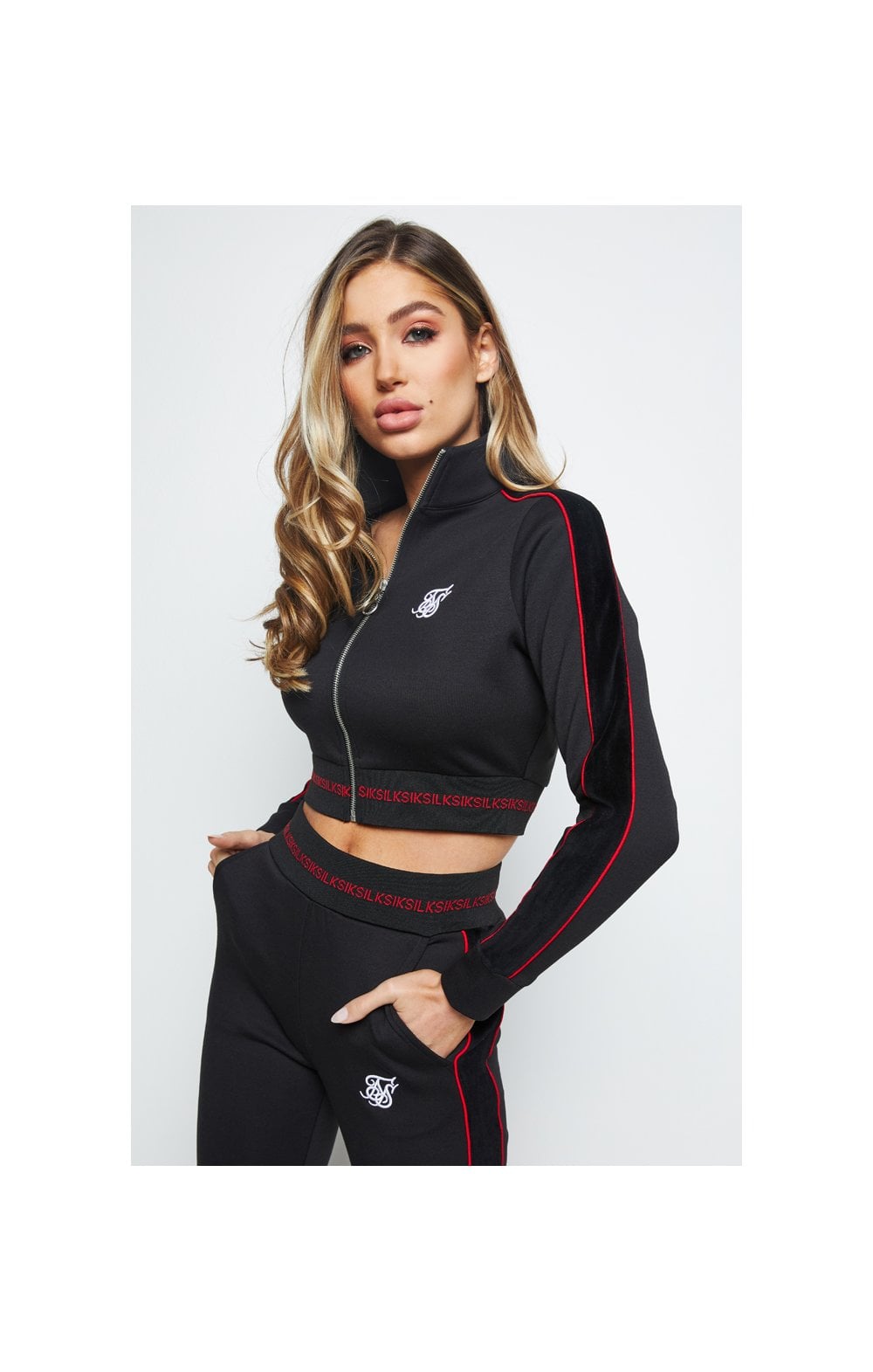 SikSilk Imperial Cropped Track Top - Black (2)