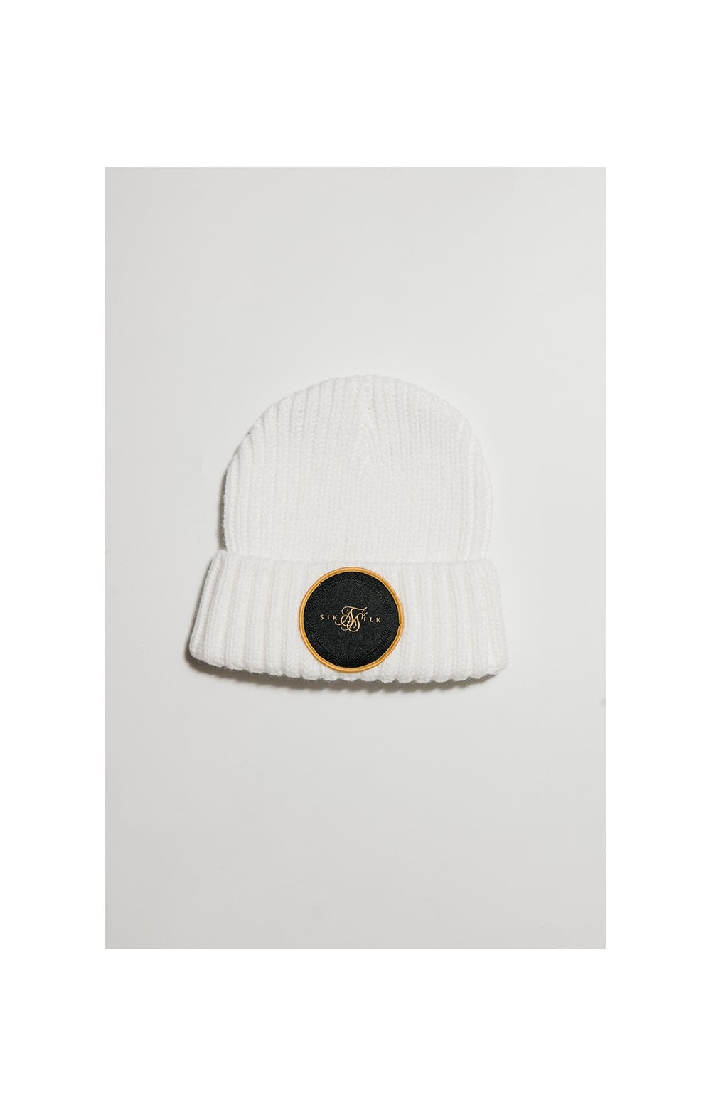 SikSilk Rib Cuff Beanie - White & Gold