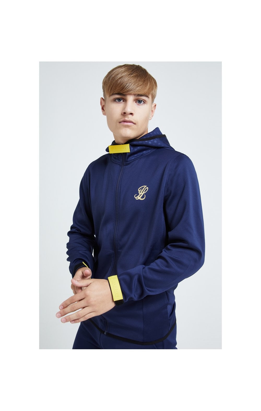 Illusive London Zip Through Hoodie - Navy Gold & Yellow (1)