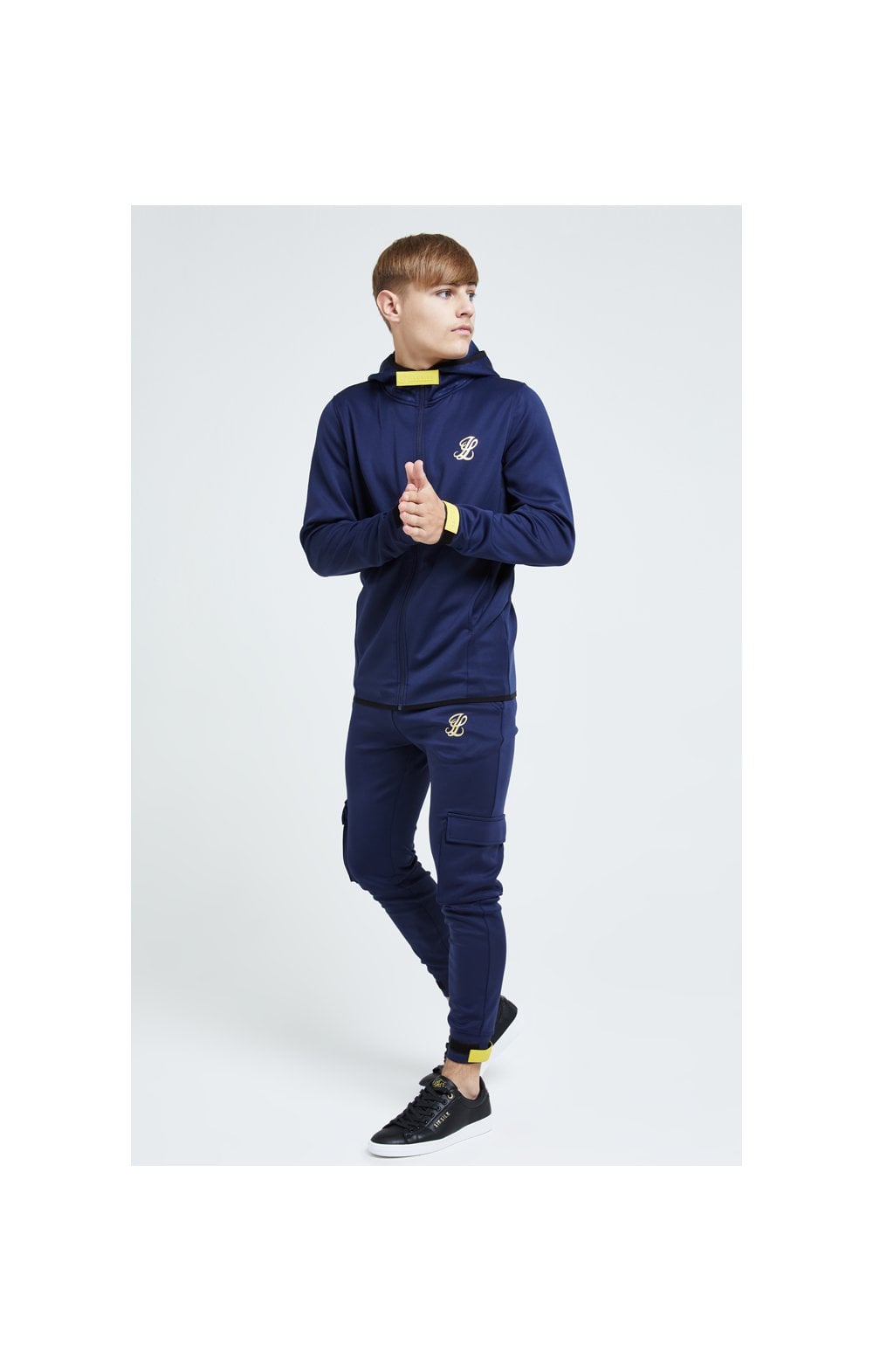 Illusive London Zip Through Hoodie - Navy Gold & Yellow (2)