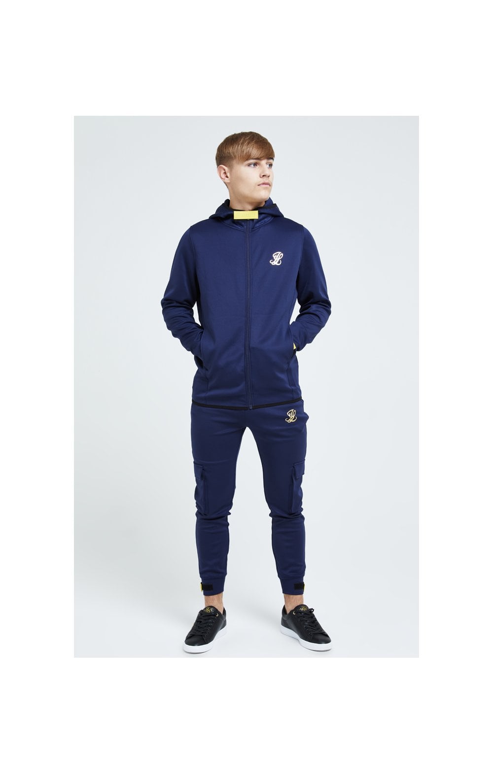 Illusive London Zip Through Hoodie - Navy Gold & Yellow (3)