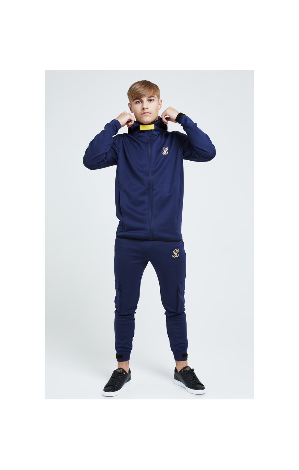 Illusive London Zip Through Hoodie - Navy Gold & Yellow (4)