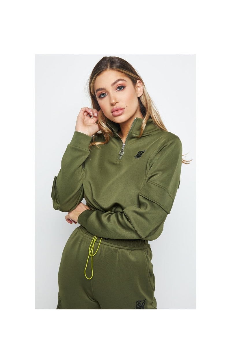 SikSilk Cargo Pocket Track Top - Khaki