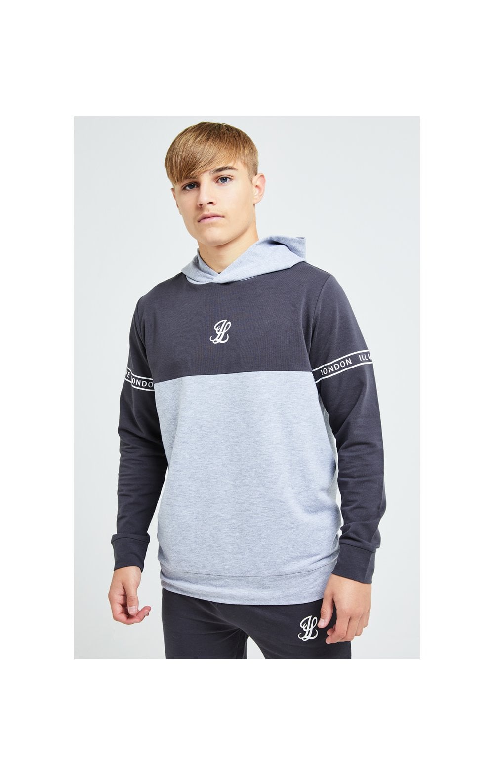 Illusive London Overhead Hoodie - Dark Grey & Light Grey Marl (1)