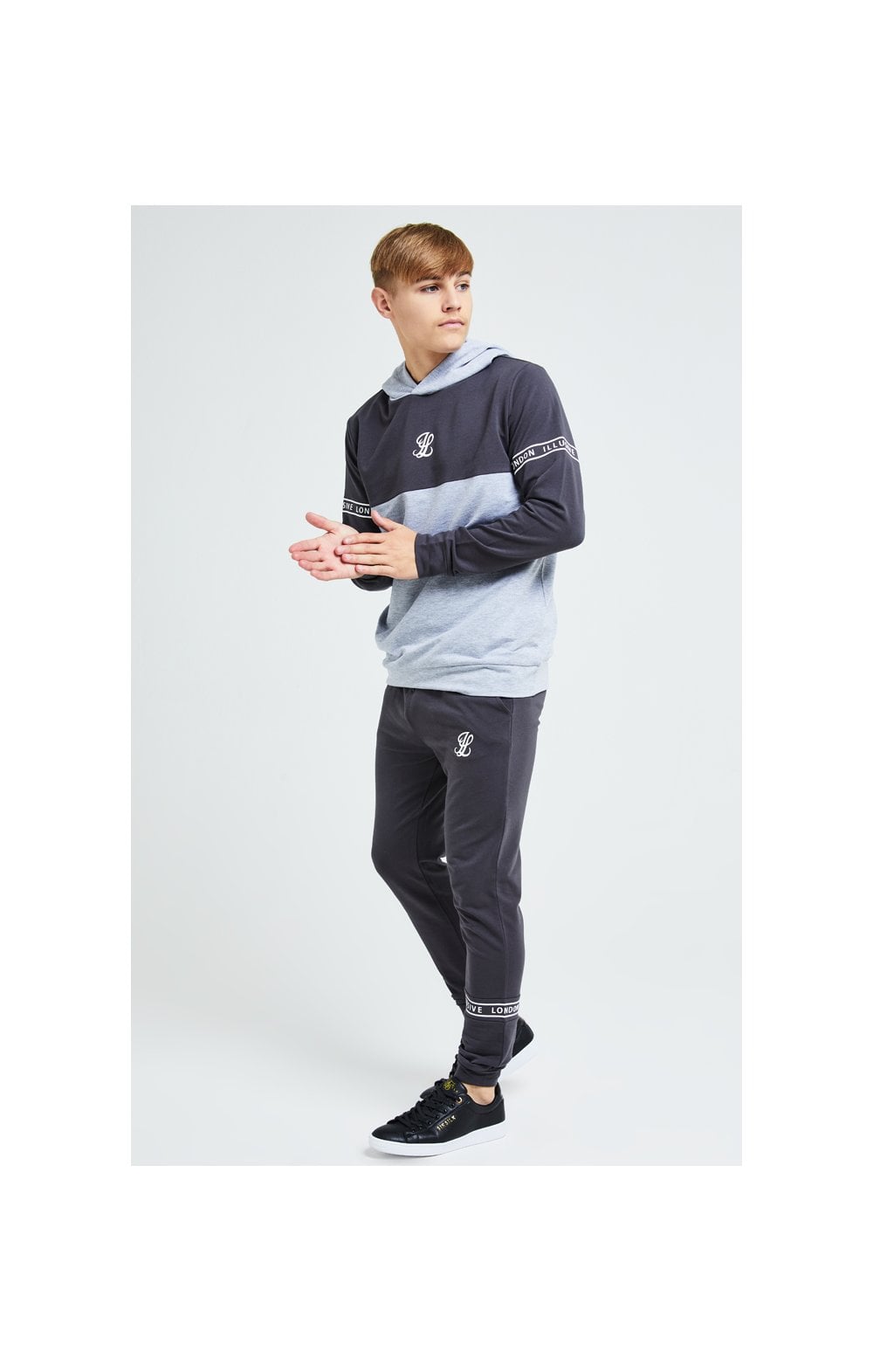 Illusive London Overhead Hoodie - Dark Grey & Light Grey Marl (2)