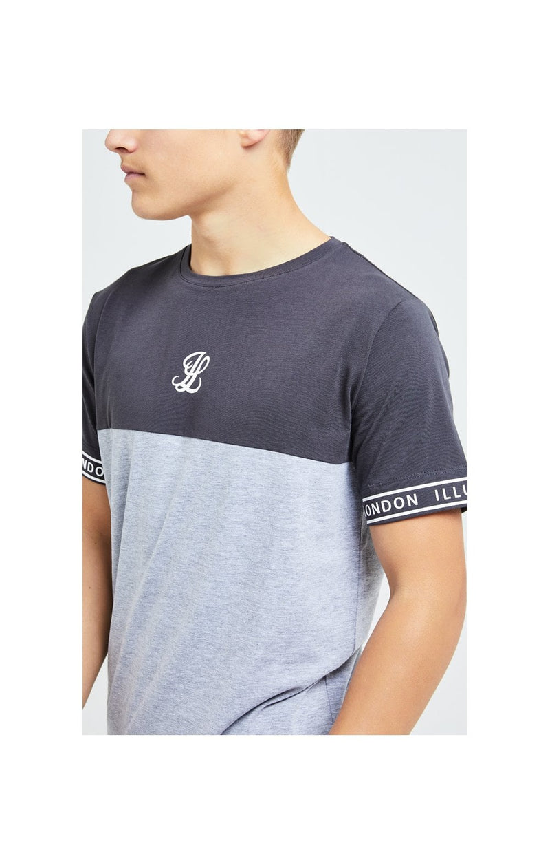 Illusive London Revere Cut And Sew Tee - Dark Grey & Light Grey Marl