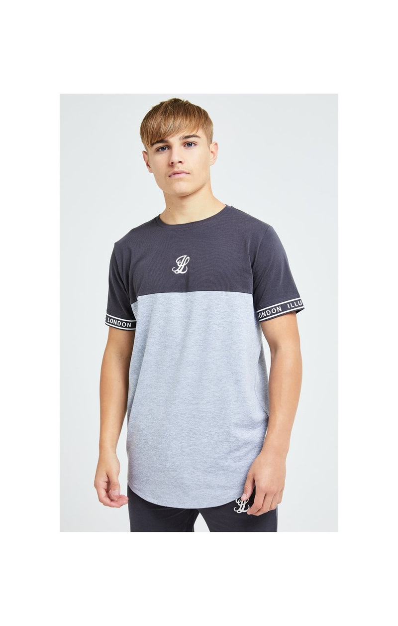 Illusive London Revere Cut And Sew Tee - Dark Grey & Light Grey Marl (1)