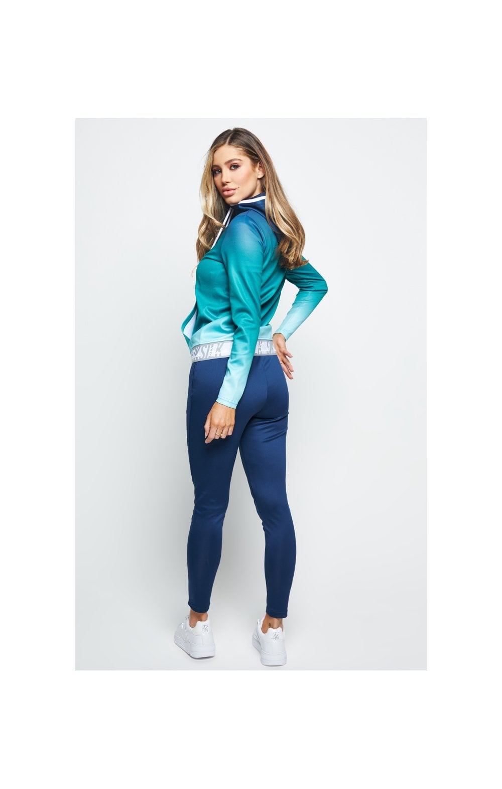SikSilk Fade Tape Track Jacket - Navy & Teal (4)