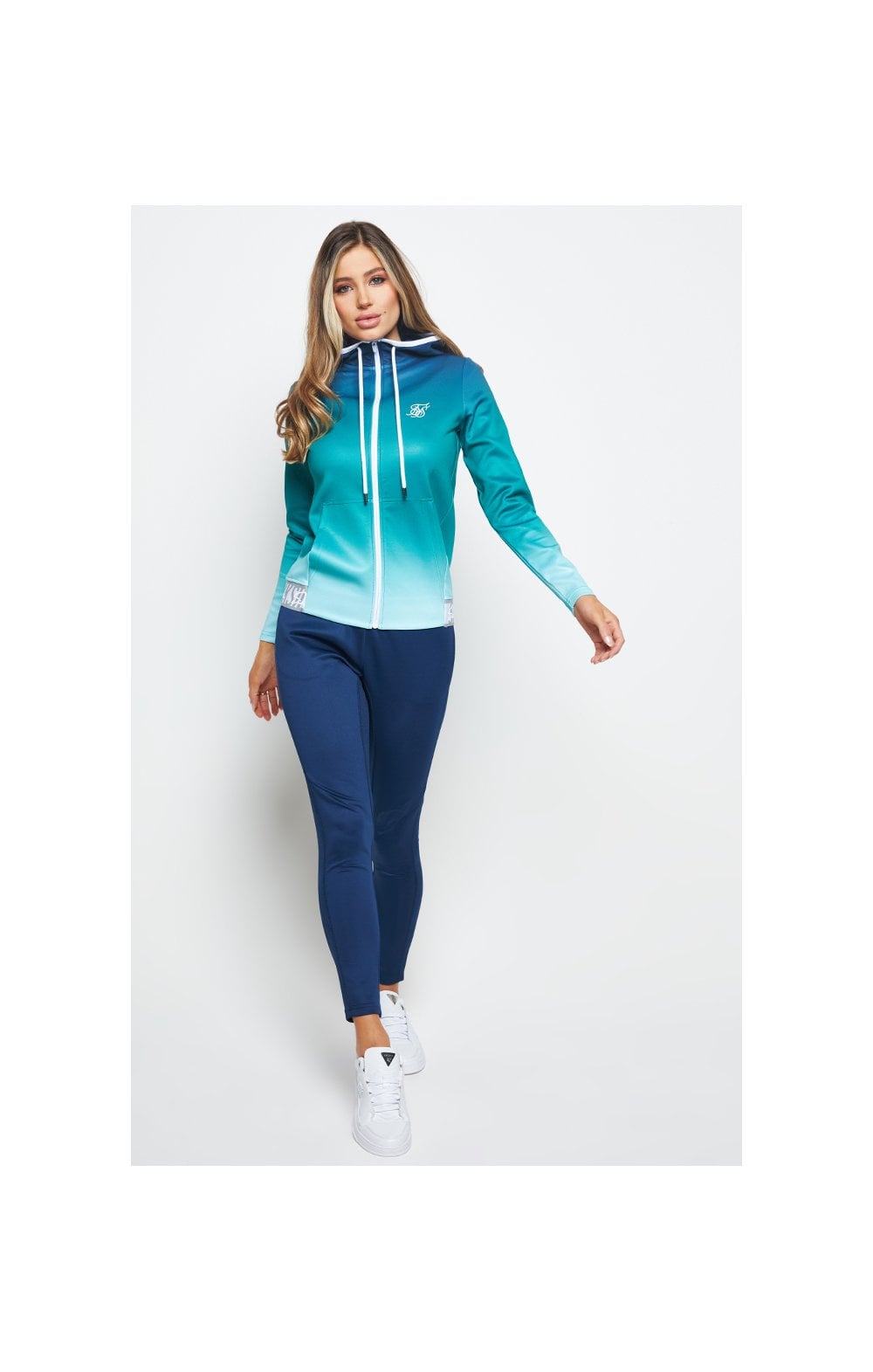 SikSilk Fade Tape Track Jacket - Navy & Teal (3)