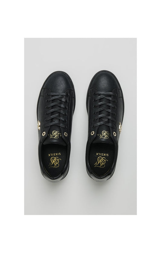 Black Low-Top Casual Trainer With Metal Logo