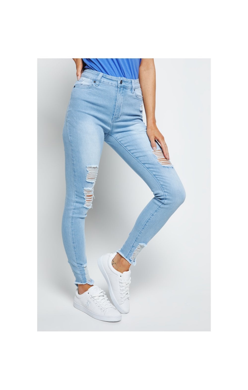 SikSilk Distressed Skinny Jeans - Ice Blue