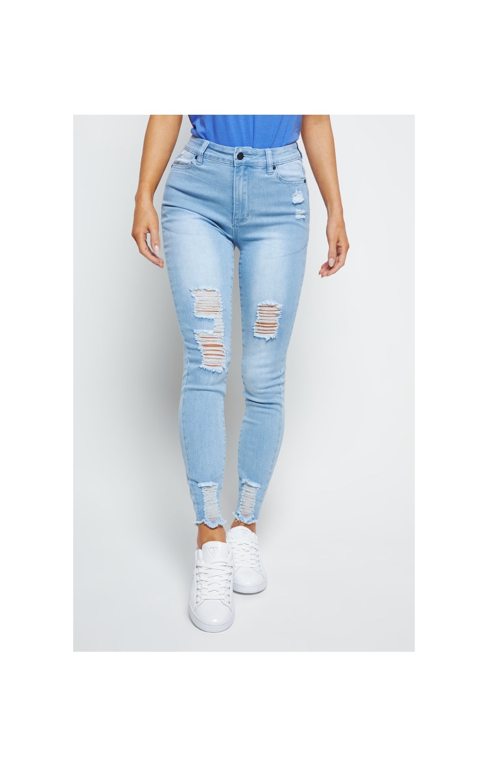 SikSilk Distressed Skinny Jeans - Ice Blue (1)