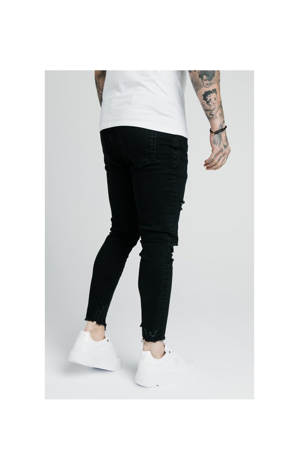 SikSilk Cropped Raw Hem Jeans - Black (2)