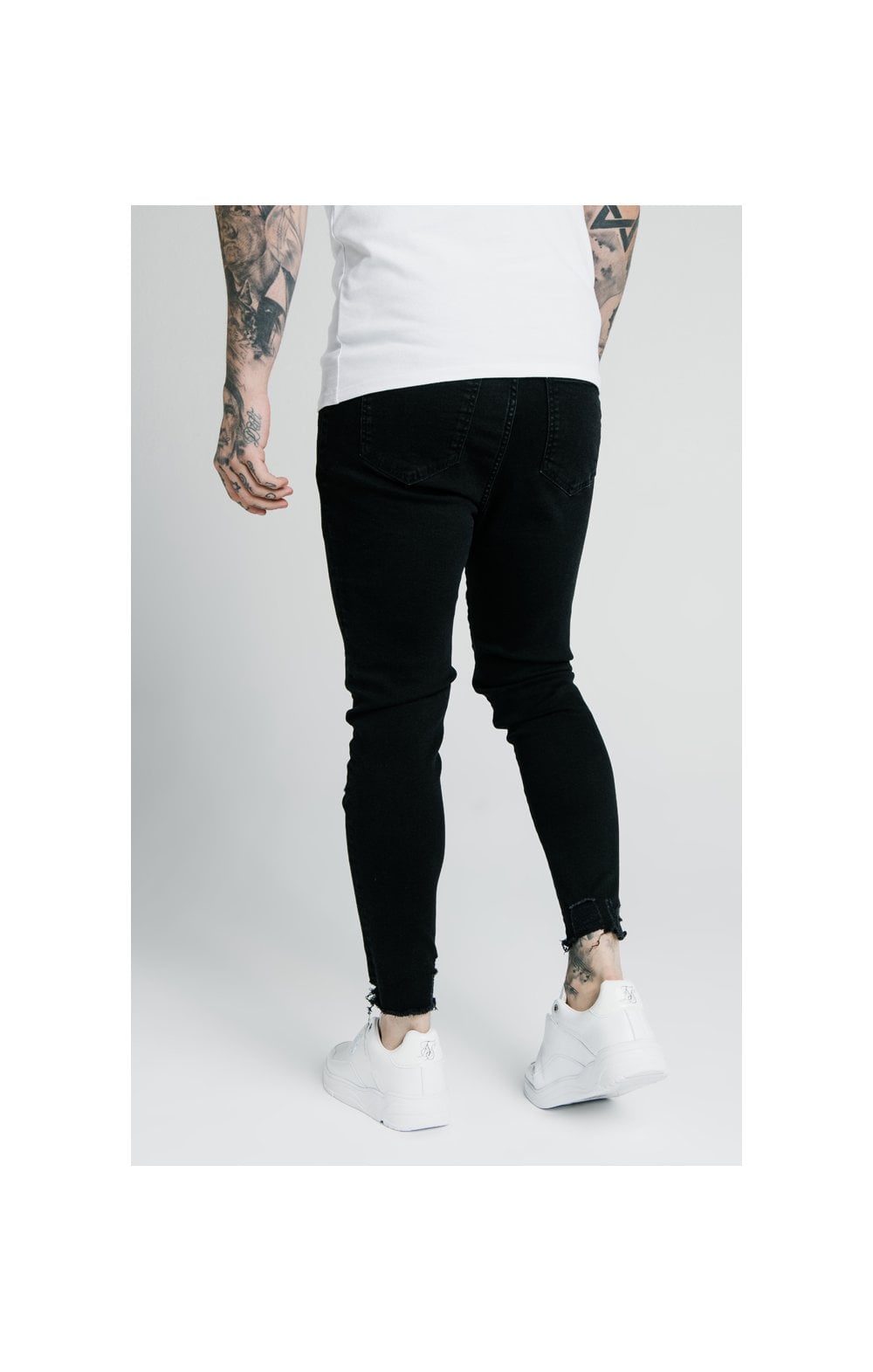 SikSilk Cropped Raw Hem Jeans - Black (3)