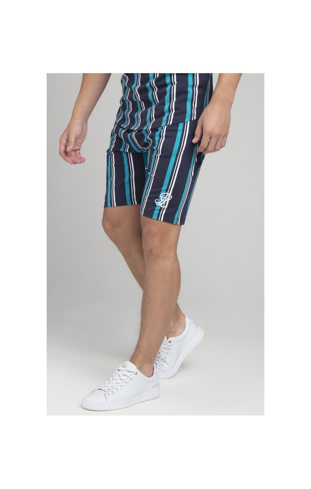 Illusive London Stripe Shorts - Navy & Teal