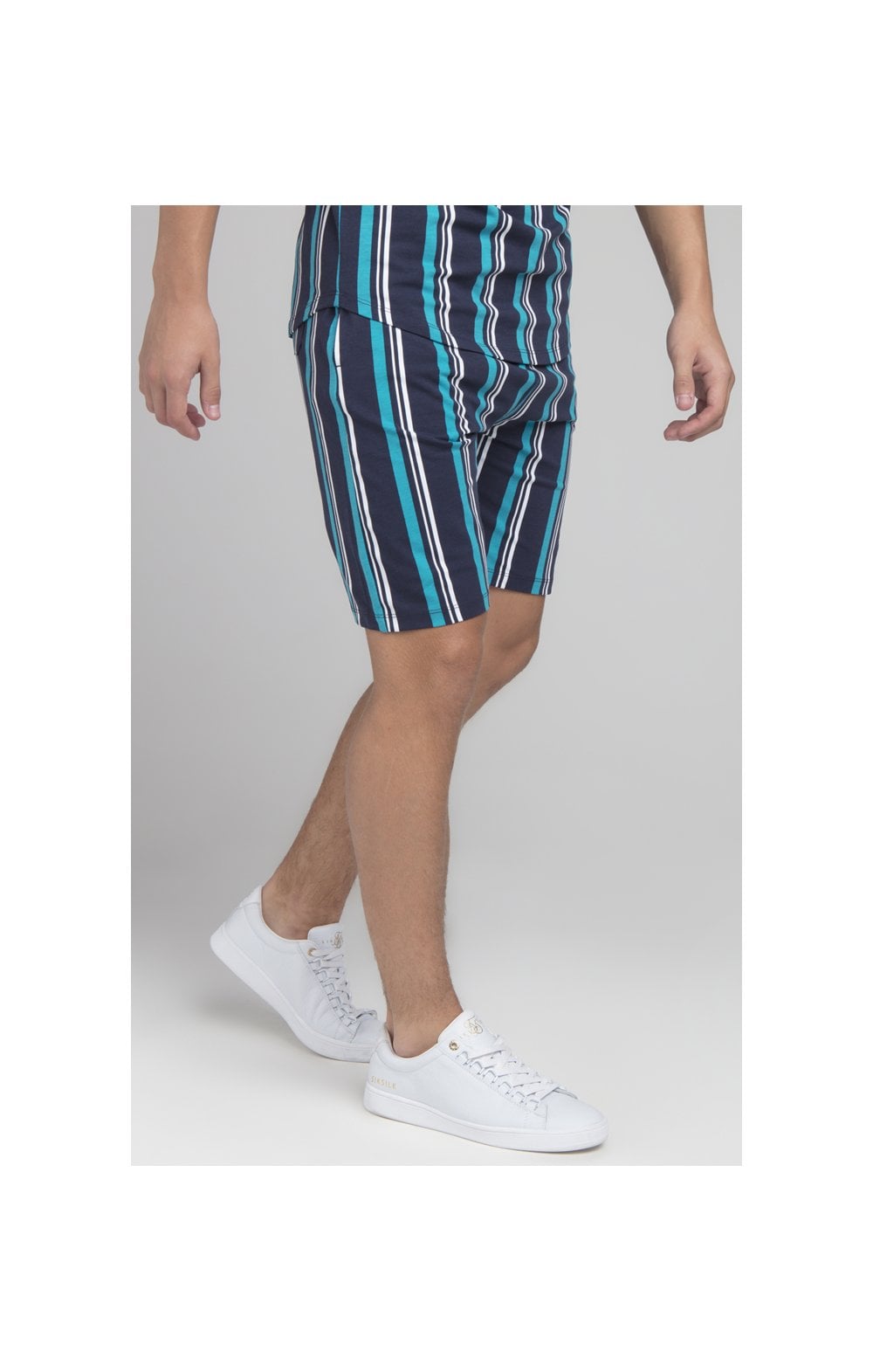 Illusive London Stripe Shorts - Navy & Teal (1)