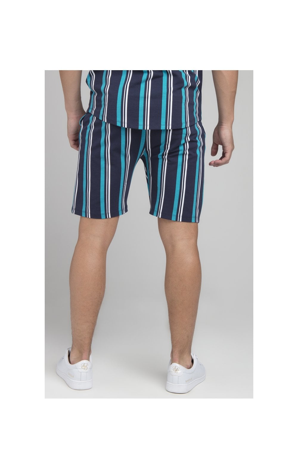 Illusive London Stripe Shorts - Navy & Teal (2)