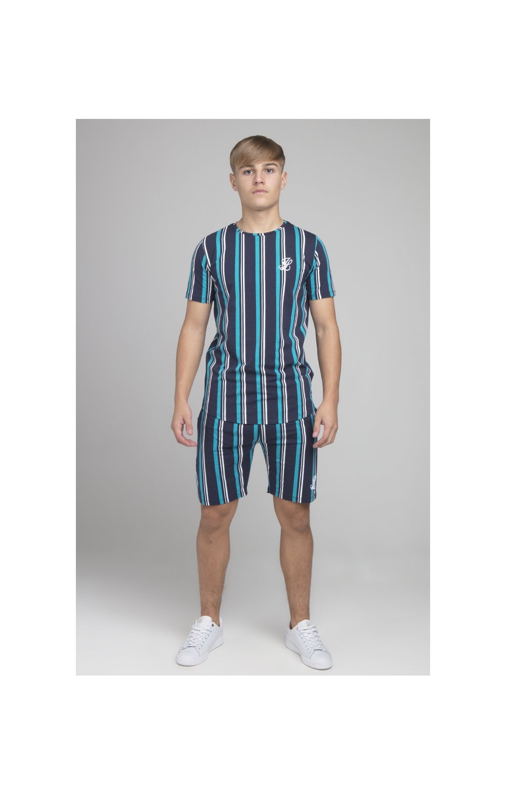 Illusive London Stripe Shorts - Navy & Teal (3)