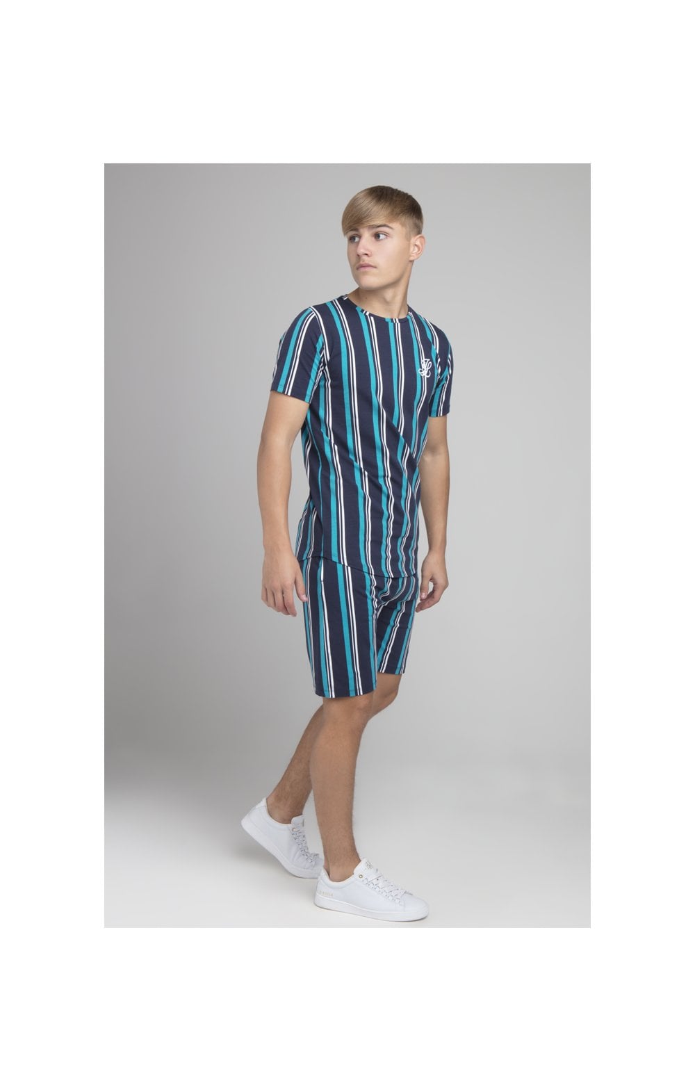 Illusive London Stripe Shorts - Navy & Teal (4)