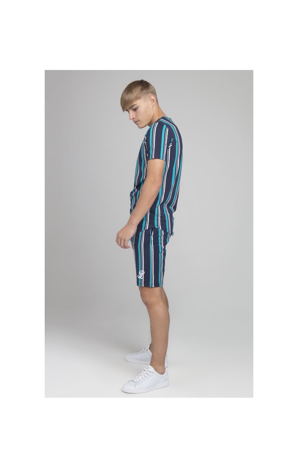 Illusive London Stripe Shorts - Navy & Teal (5)