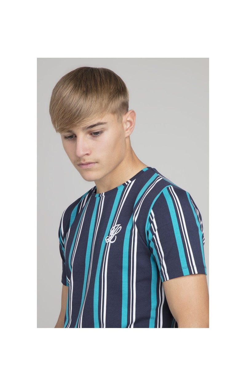 Illusive London Stripe Tee - Navy & Teal (1)